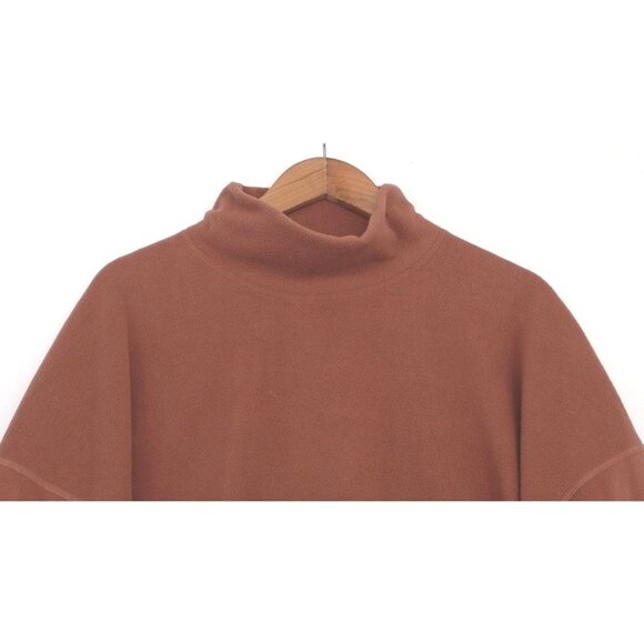 Beyond Yoga XL Womens Rust Fleece Turtleneck Pullover Oversized Sleeves USA Made - Picture 4 of 9